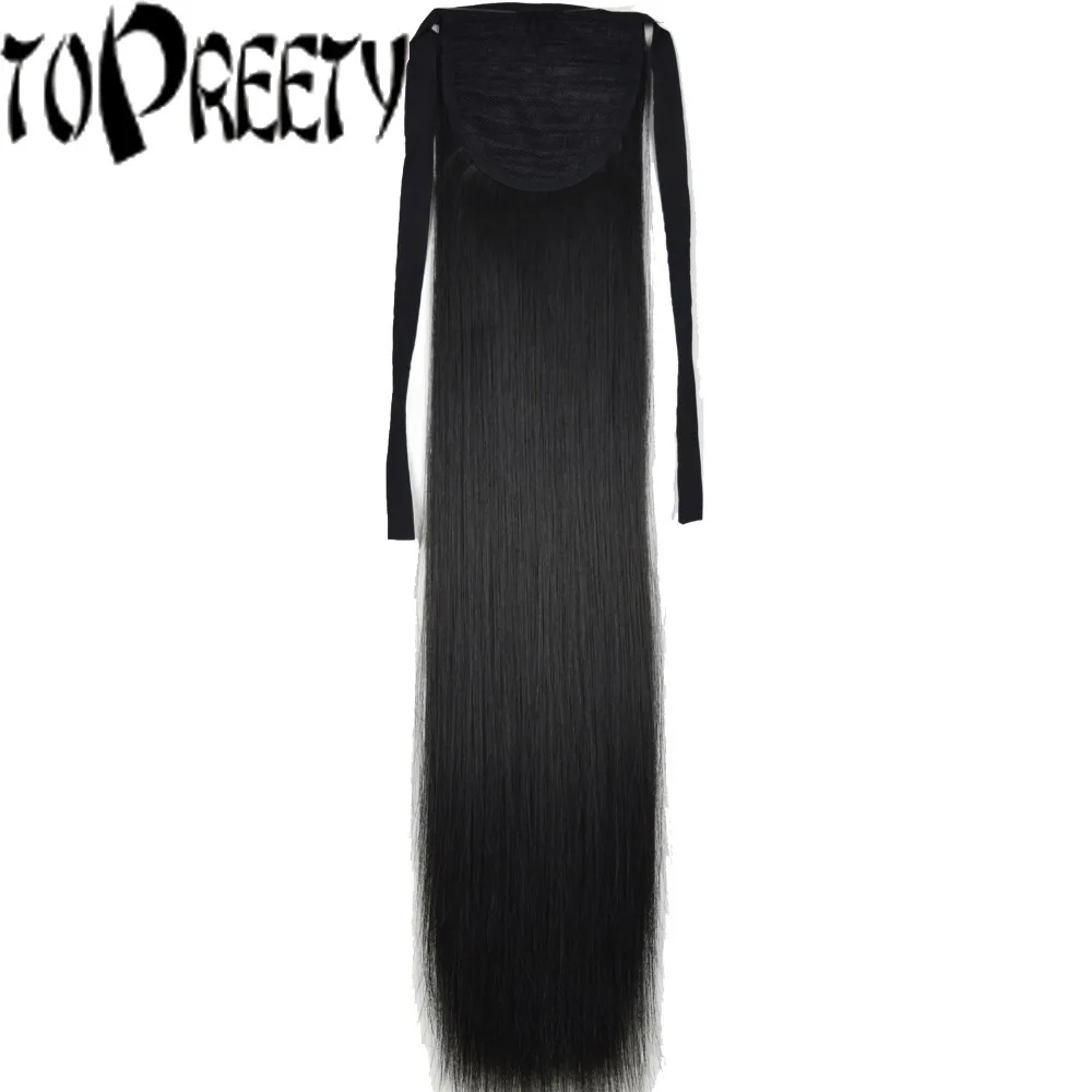 

TOPREETY Heat Resistant B5 Synthetic 22" 55cm 90gr Clip in Straight Ribbon Ponytail Extensions