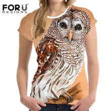 FORUDESIGNS футболка с изображением совы, Повседневная футболка с принтом снежной совы, женская футболка с короткими рукавами для девочек, женская футболка с изображением птиц
