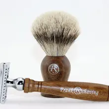 Frank бритье-натуральный эбонитовый деревянный набор, лучший барсук(P) волос 20 мм, DE Безопасная бритва, бритвенный набор/комплект# S2016109