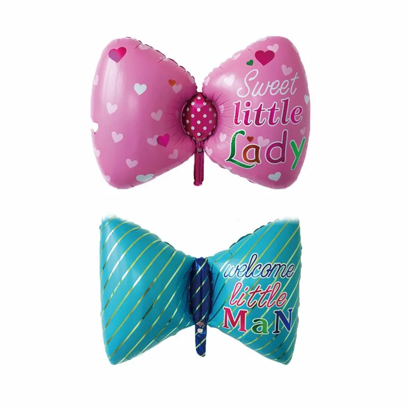 4pcs/lot Baby Shower Bow Tie Foil Balloons Baby Boy Girl Happy Birthday