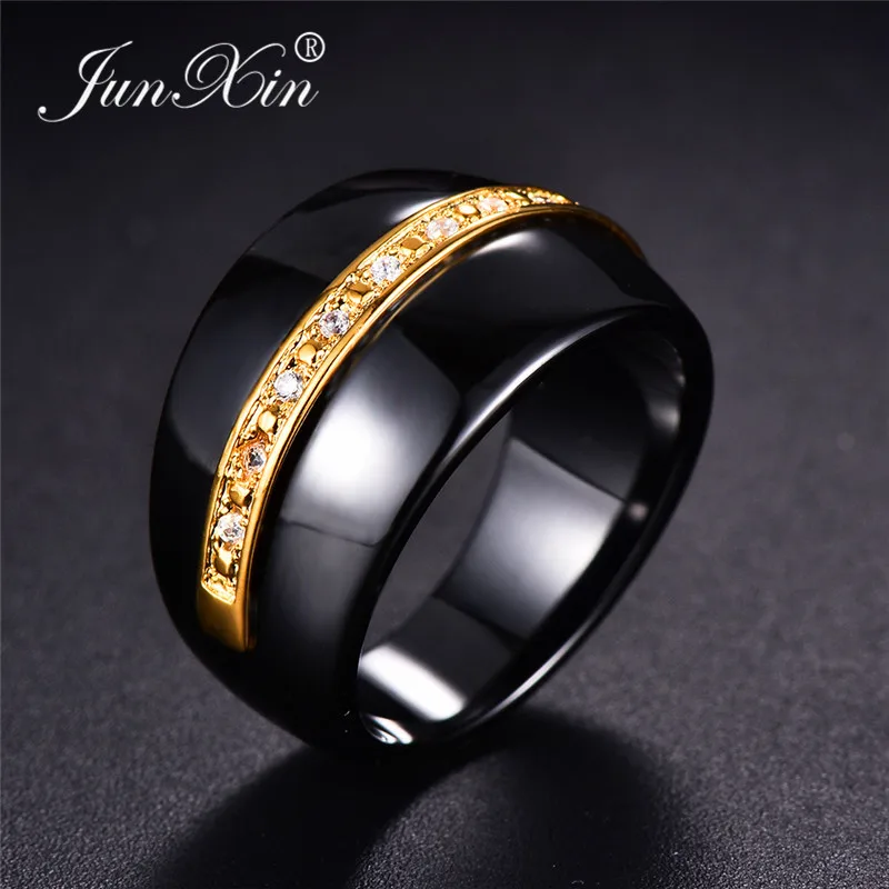 MENS STAINLESS STEEL BLACK POLISHED 8mm WIDE BAND RING THUMB FINGER WEDDING