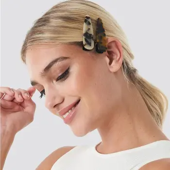 

Korean Vintage Amber Leopard Acetate Hair Clips Claw Women Girls Geometric Water Drop Heart Shape Hairgrip Decorative Barrettes