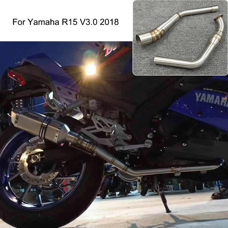 Выхлопной глушитель 2018 YZF-R15 V3 для мотоцикла 304 дюйма из нержавеющей стали средний