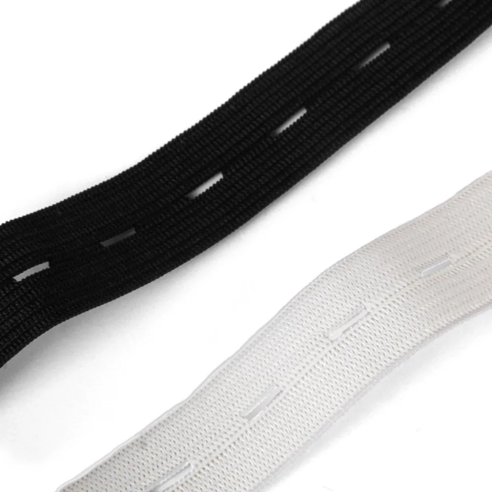 5/10M 20mm Black White Buttonhole Knit Elastic Bands Wire Webbing For Skirt Clothes Shorts Waist Band DIY Sewing Accessories