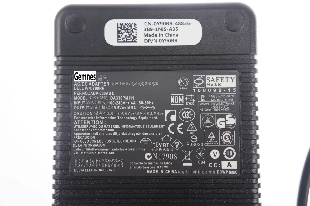 Original Genuine 330W Power Adapter for Dell Alienware M18X R1 R2 R3 Y90RR 0Y90RR DA330PM111 ADP-330AB D 19.5V 16.9A EU US Plug