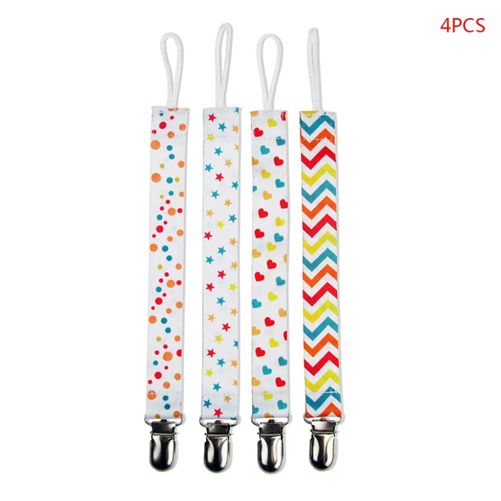 

4 Pcs/Set Pacifier Chain Floral Print Soother Nipple Holder Teether Rope Strap Metal Clip Toddler Teething Nursing Care Baby Pro