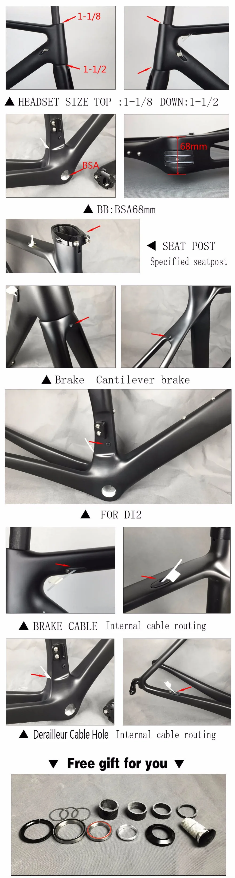 Discount Spcycle Full Carbon Fiber Aero Road Bicycle Frames Framesets ,T1000 Carbon Racing Cycling Bike Frames BSA 68mm49/51/54/56/58cm 11