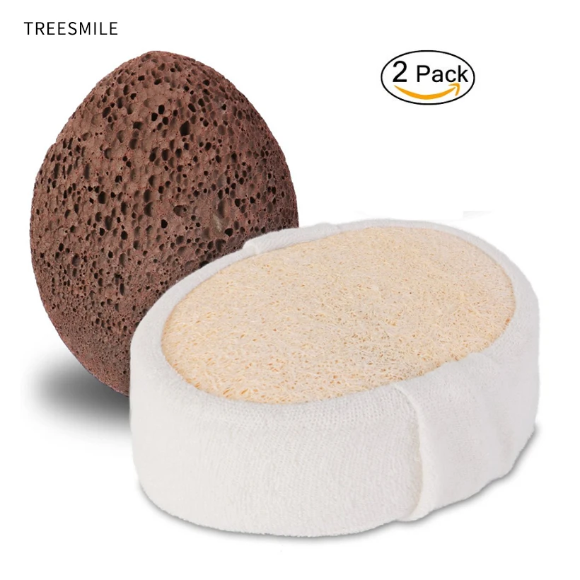 Loofah Sponge and Pumice Stone Set Natural Full Body Bath Scrubber for
