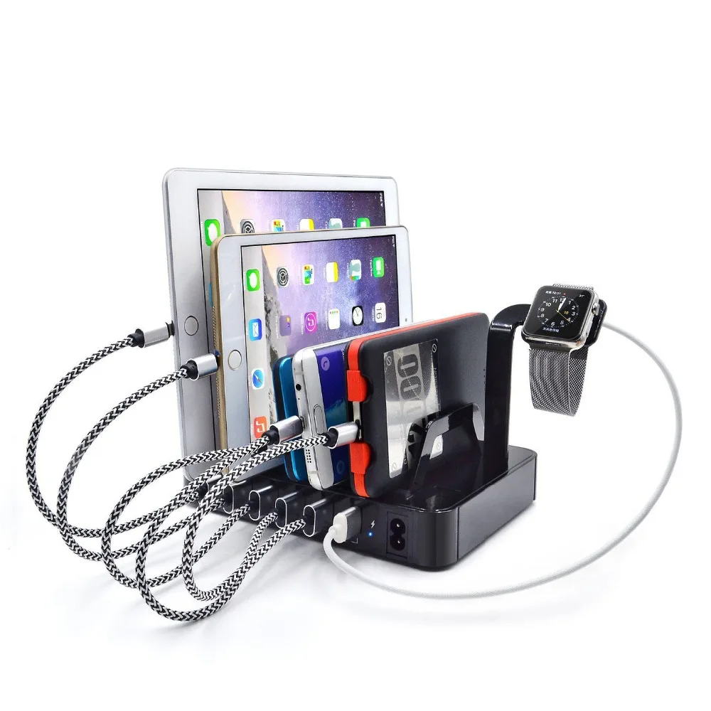 USB Charging Station Dock Stand Holder 6 Ports 2.4A Multi Function