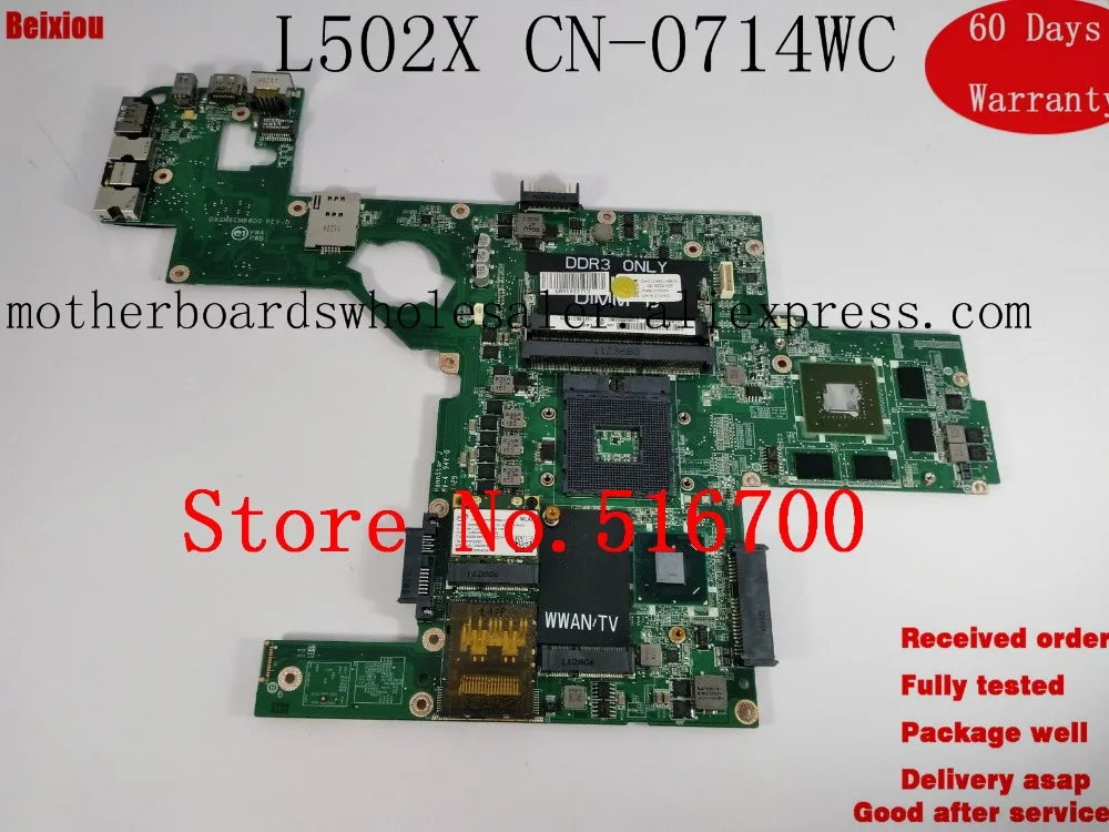 Placa For Dell Xps L502x Motherboard W Gt540m 2g Dagm6cmb8d0 714wc Cn 0714wc November