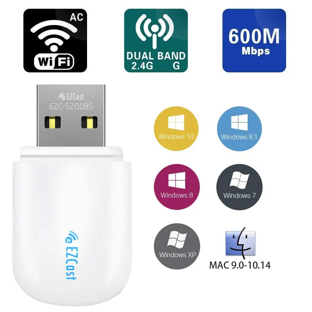 KuWFi USB WiFi адаптер мини двухдиапазонный 5G/2,4 GHz Беспроводная сетевая LAN Карта с Bluetooth 4,2 совместимая с Windows XP/7/8/10/Mac OS