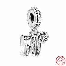 Подарок к веху 50 лет любви кулон бусины для женщин с четким CZ DIY Fit PANDORA Подвески Серебро 925 FL738