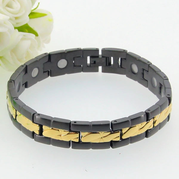 

Fashion 316L stainless steel magnetic therapy health sports fitness bracelet charm gold black mature man bracelet Holiday gifts
