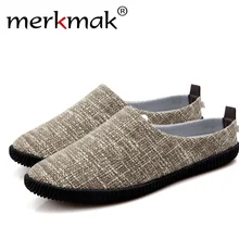 Merkmak/горячее предложение летние Для мужчин льняной холст Non-Slip дизайнерские плоские сандалии домашние тапки для мужчин; модные шлепанцы без задника с открытыми пальцами Повседневное соломенная обувь