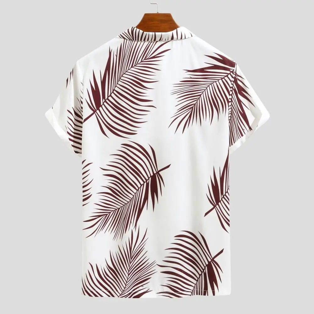 Быстросохнущая Мужская блузка, летняя Гавайская, с принтом, на пуговицах, с карманом, короткий рукав, повседневная, для пляжа, для отдыха, рубашка, повседневные топы, мужские, Camicia Uomo