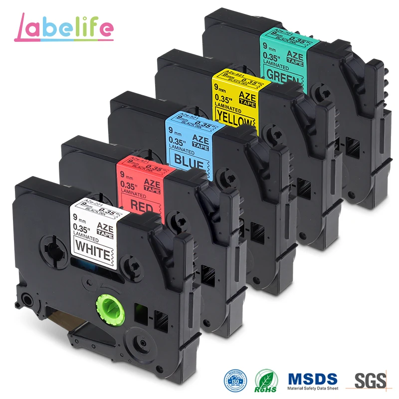 

Labelife 5 Pack Combo Label Tape 9mm*8m TZe-221,421,521,621,721 Compatible Brother P-touch PT-1230PC 1280 1280SR Label Maker