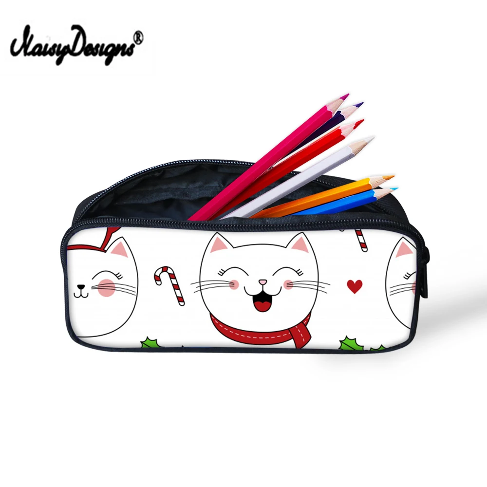 Noisydesigns 3D мультфильм женские косметические шкатулки кошка узор принт макияж повседневная школа Студенты девочки пеналы пенал для детей