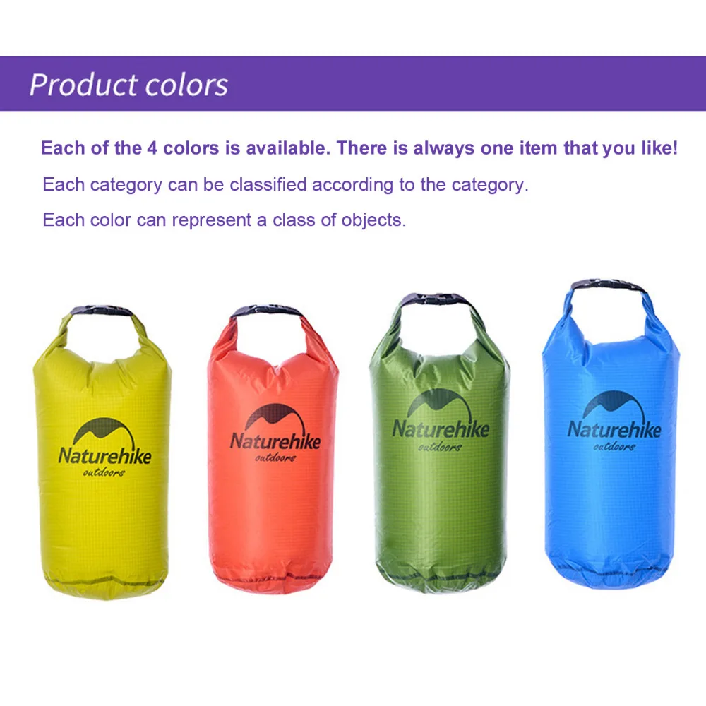 Trekking bolsa paquete del silicón 5L ultraligero impermeable Dry Sack bolsas impermeables para Kbeach natación Camping senderismo