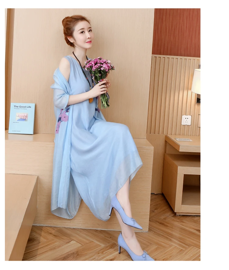 Dress Women Plus Size White Cotton Linen Vintage Summer Dress Long 2 Piece Set Elegant Beach Maxi Dresses for Women 2019 Vestido4
