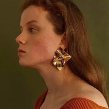 ZHINI Luxury Brand Fashion Gold Color Silver Geometric Shape Decorated Earrings Women High Quality Summer Costume Jewelry E46381