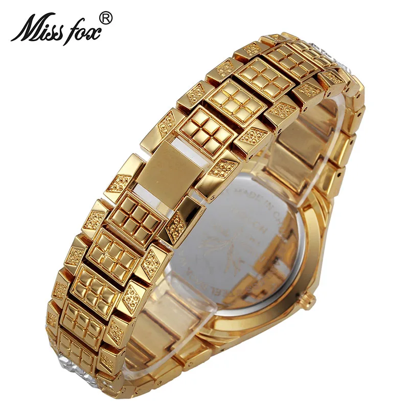 MISSFOX Защита от Солнца форма Женские часы Лидирующий бренд Япония кварцевые часы женские багет алмаз золотые часы Xfcs Модные женские наручные часы