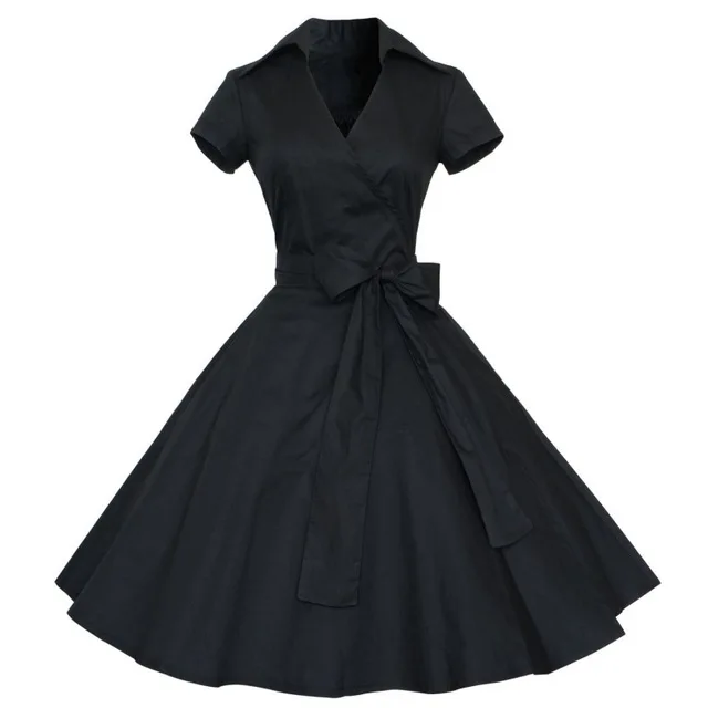 Женское ретро платье размера плюс, 1950 s, 60 s, винтажное, рокабилли, свинг, Feminino Vestidos, летнее, v-образный вырез, короткий рукав, платье в горошек - Цвет: JY10324-E