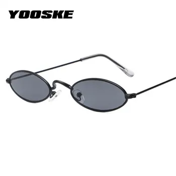 

YOOSKE Small Oval Sunglasses Men Male Retro Metal Frame Yellow Red Vintage Tiny Round Skinny Sun Glasses for Women