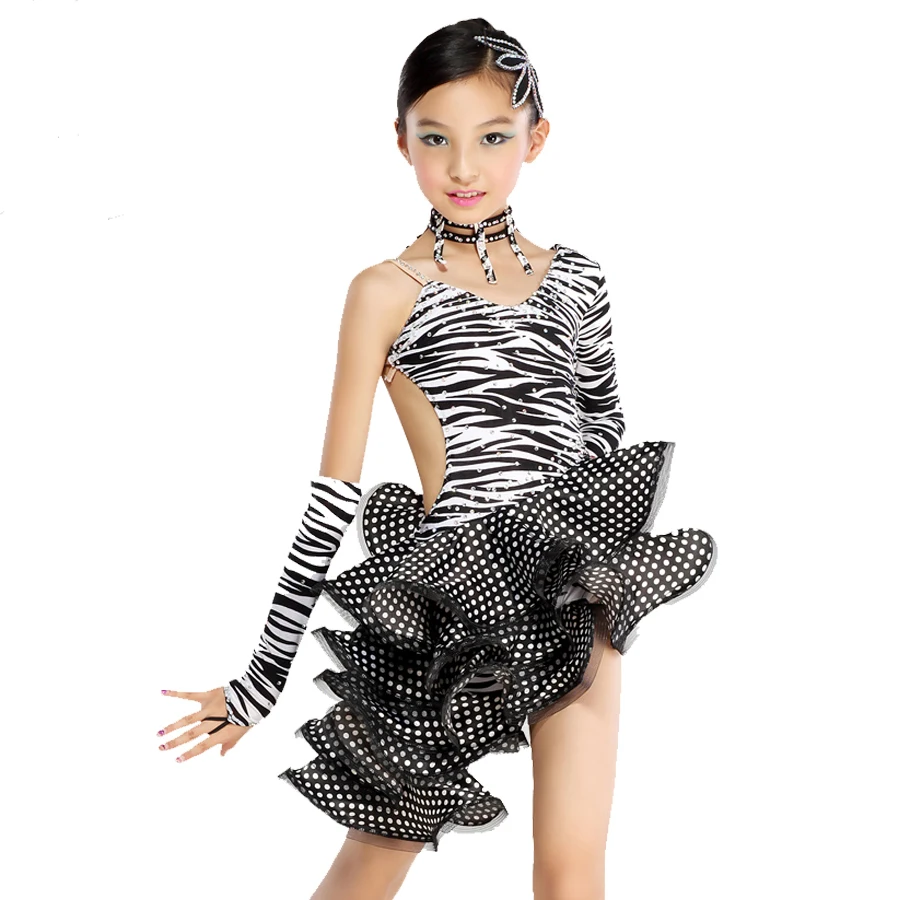 Dance Skirt Zebra Latin Dance Dress Children S XXL Girls Clothes New