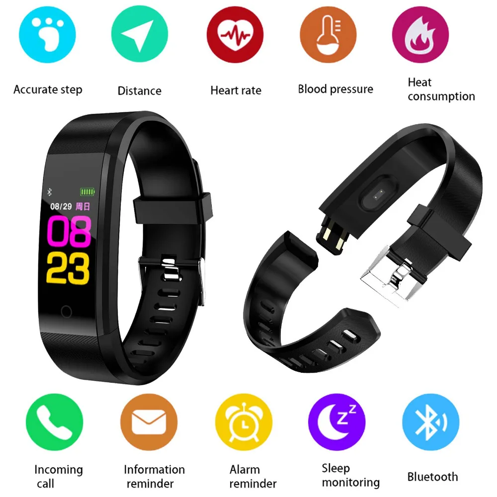 

B05 TFT0.96 inch Color Screen Heart Rate Blood Pressure Monitor Smart Bracelet Pedometer Sports Fitness Bracelet for IOS Android