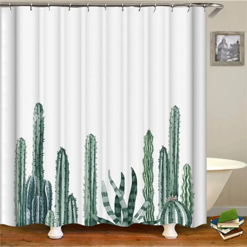 

Green Tropical Plants Leaf Shower Curtain Waterproof Polyester Bathroom Curtain Leaves Printing Curtains For Bathroom Decor