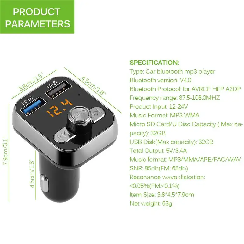 Onever беспроводной автомобильный Bluetooth Mp3 плеер fm-передатчик модулятор Адаптер зарядного устройства с двойным USB автомобильные аксессуары