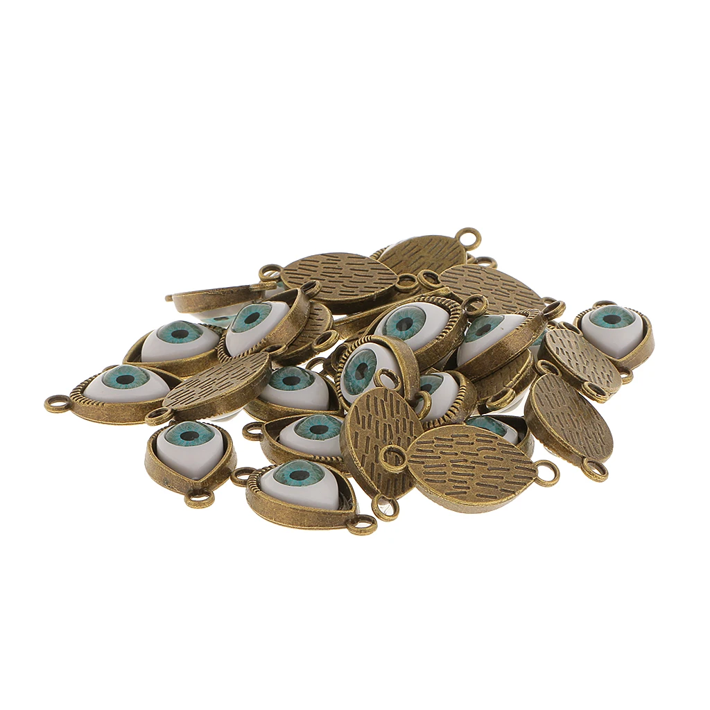 60Pcs Vintage Evil Eye Pendant Good Luck Amulet Charms for DIY Bracelet Necklace Jewelry Crafts Making Findings
