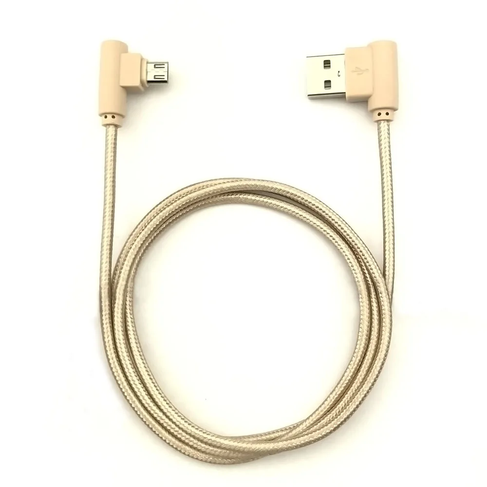 1m 2m braided Durable Elbow Micro USB cable 90 degree bend V8 connector