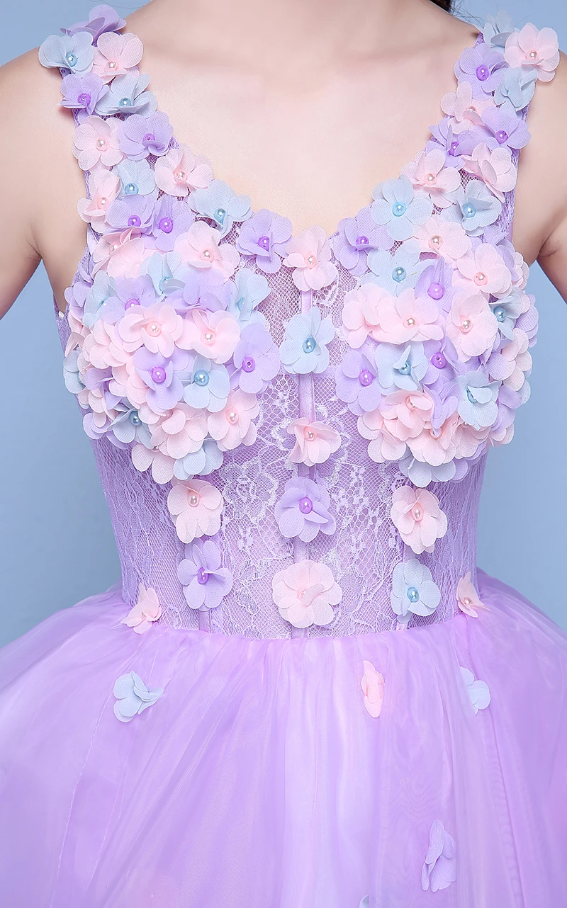 Светло Фиолетовый Короткие кружево Лето Леди Девушка для женщин принцессы подружки невесты платье для банкета, вечеринки платье