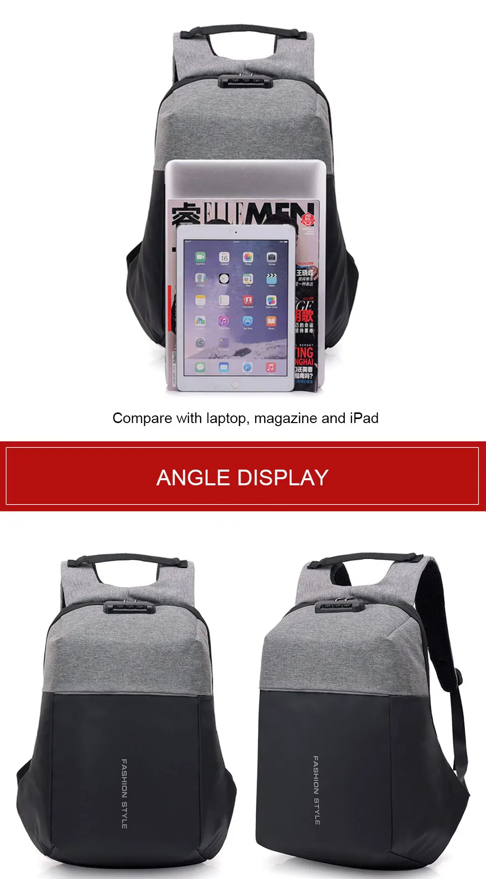 Anti Theft Backpack Men Laptop 17 Inch 15.6 Backpacks Male Waterproof Back Pack USB Charging Notebook Backpacking Travel Bagpack (11)