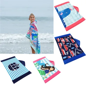 

ISHOWTIENDA Toddler Hooded Beach Bath Towel Creative Soft Skin Swim Pool Coverup Poncho Cape Boys Kids Bath Robe New Arrvival