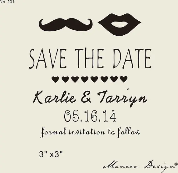 save the date anniversary Custom Stamp Wedding Mustache &amp kiss Personalized 3&quot x3&quotinchs | Канцтовары для офиса и