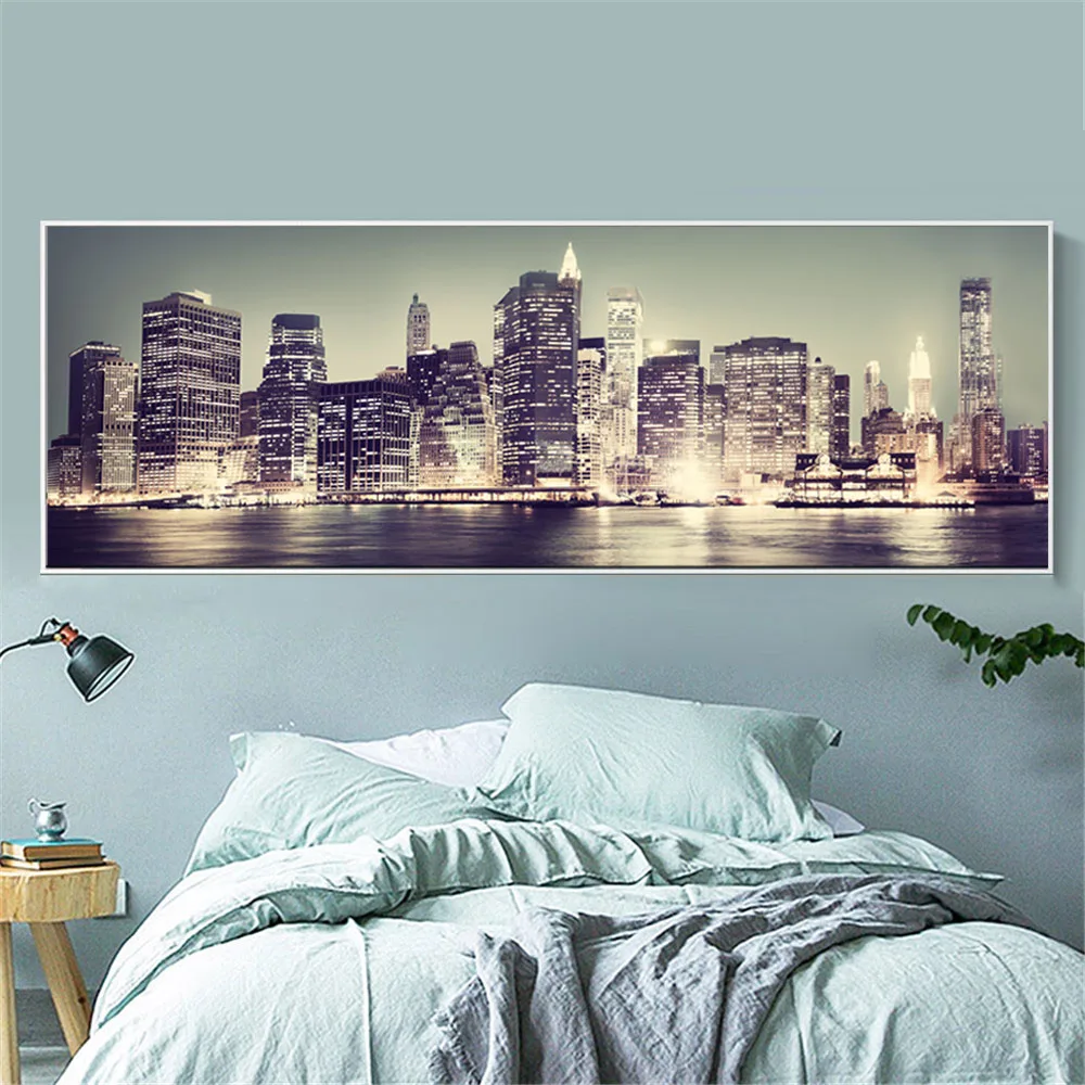 city night view canvas painting (1)