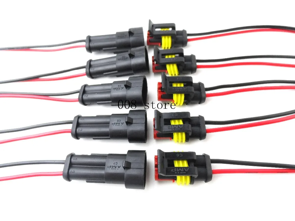 5Set 2 Pin Way 12V Electrical Wire Connector Plug Cable Waterproof For Car ATV