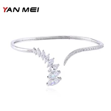 YANMEI CZ Открытый браслет для женщин Элегантный регулируемый кристаллический браслеты и браслеты украшение браслет YMS0737