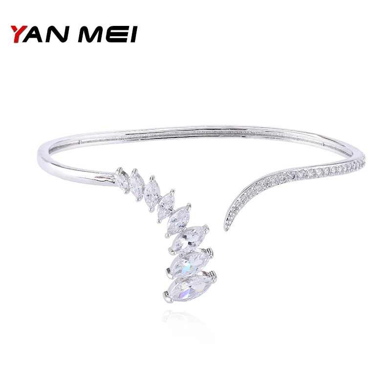 YANMEI CZ Открытый браслет на запястье для женщин элегантные регулируемые