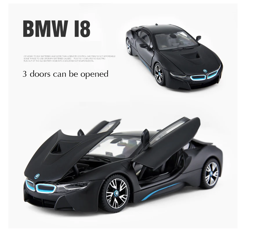 Rastar BMW i8 литая под давлением игрушечная модель автомобиля Горячие оригинальные литые под давлением металлические транспортные средства бесплатное колесо 1:24 коллекционные игрушки для мальчика подарок на день рождения