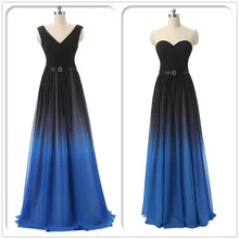 WAWY Long A-Line Evening Dresses Robe De Soiree Gradient Formal Prom Party Dresses Gowns Vestido De Festa w01