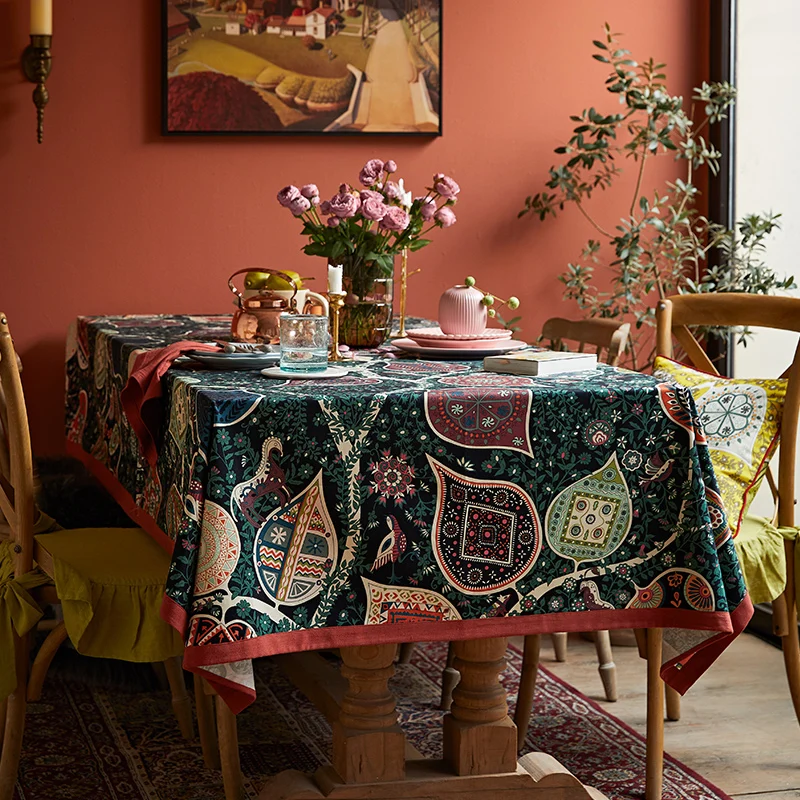

Ruo Fu san cotton floral linen tablecloth round homwarming gift round vintage rectangular table linens cover cloth wedding