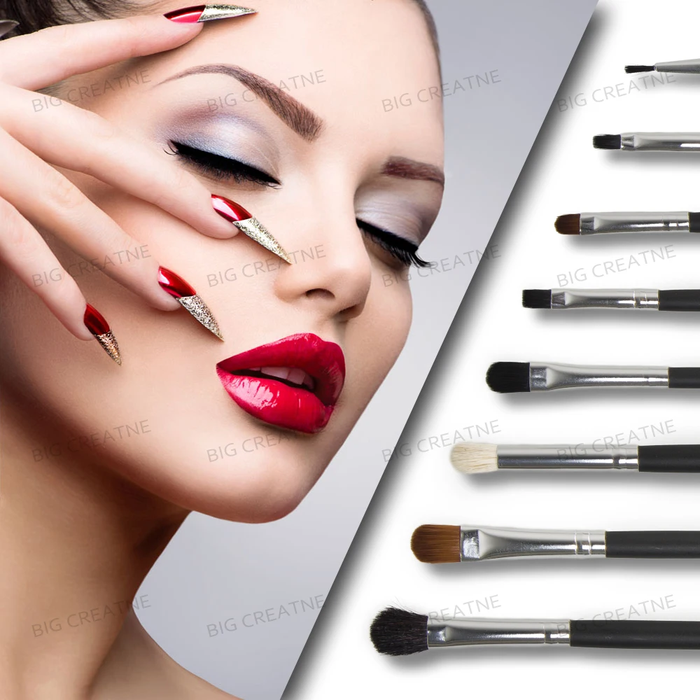 

Professional 8Pcs Makeup Brush Sets Tools Cosmetic Brush Foundation Eyeshadow Eyeliner Lip Brush Make Up Tool Black Color