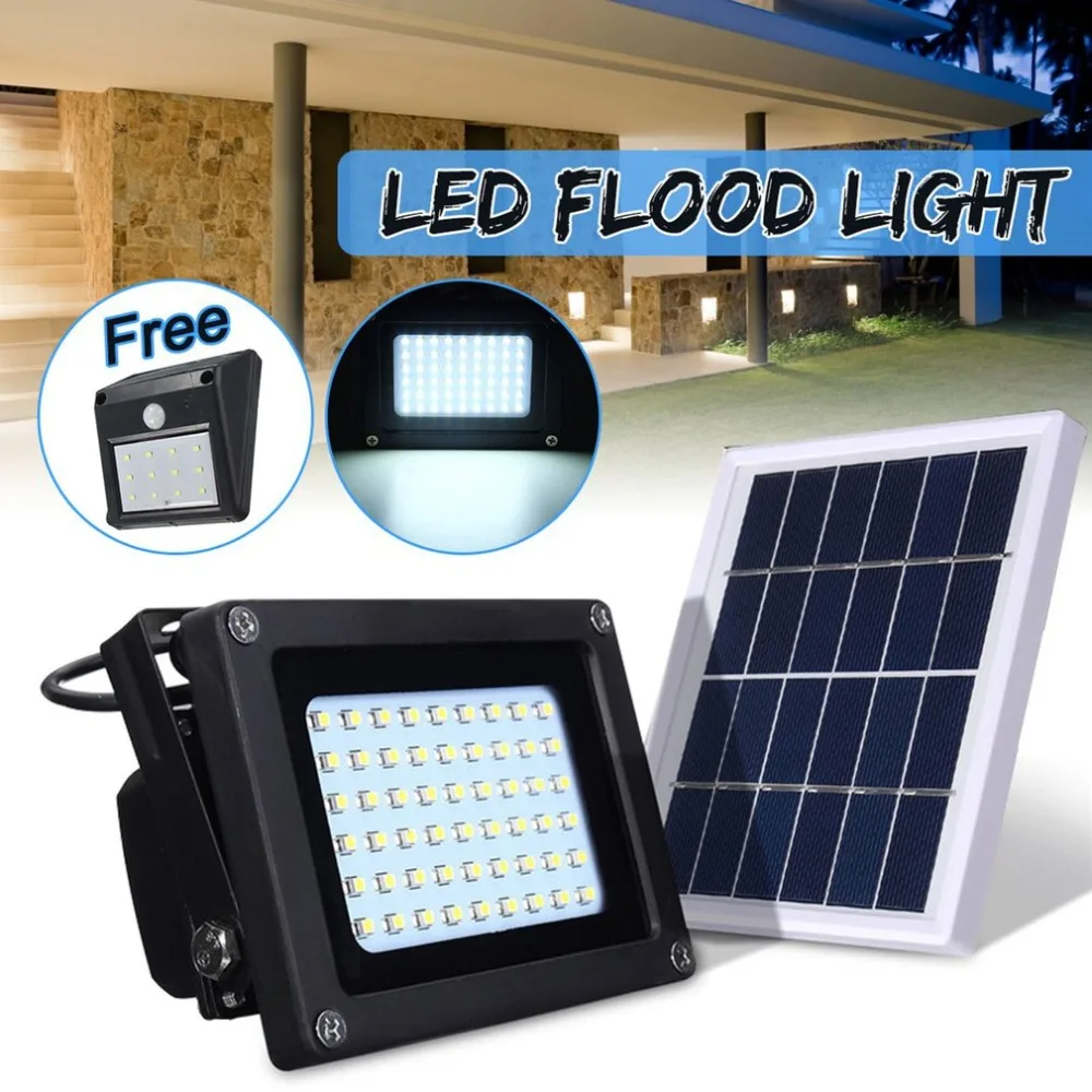 

Waterproof IP65 54 LED Sensor Solar Light 3528 Solar Panel LED Flood Light Floodlight Outdoor Garden Security Wall Lamp