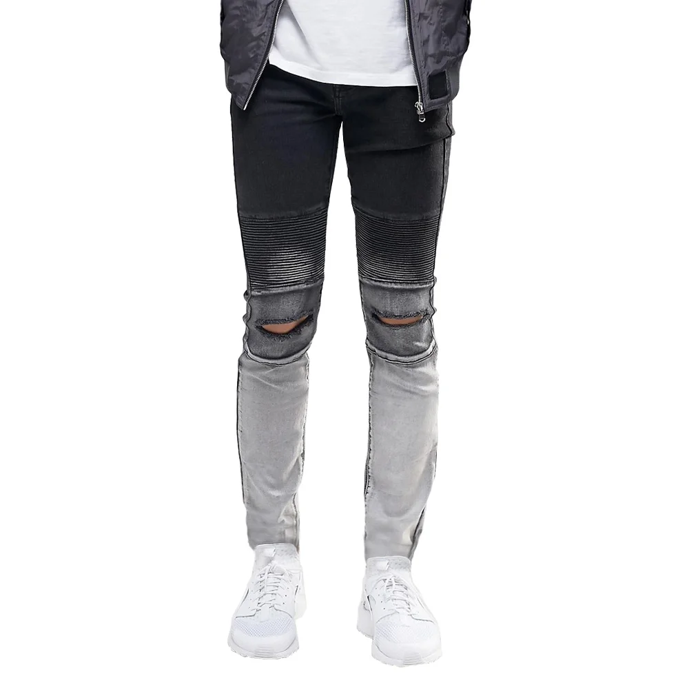 Rasgado Rodilla Pantalones Vaqueros De Los Hombres De Moda Hip Hop