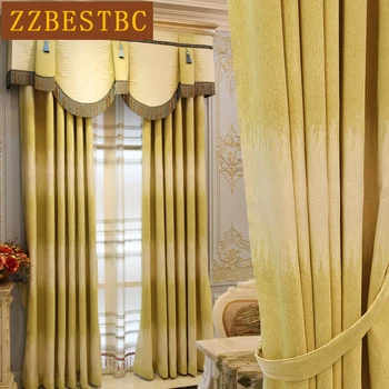 

European luxury thickened high-quality chenille curtains for living room modern classic custom curtains for bedroom/ Kitchen