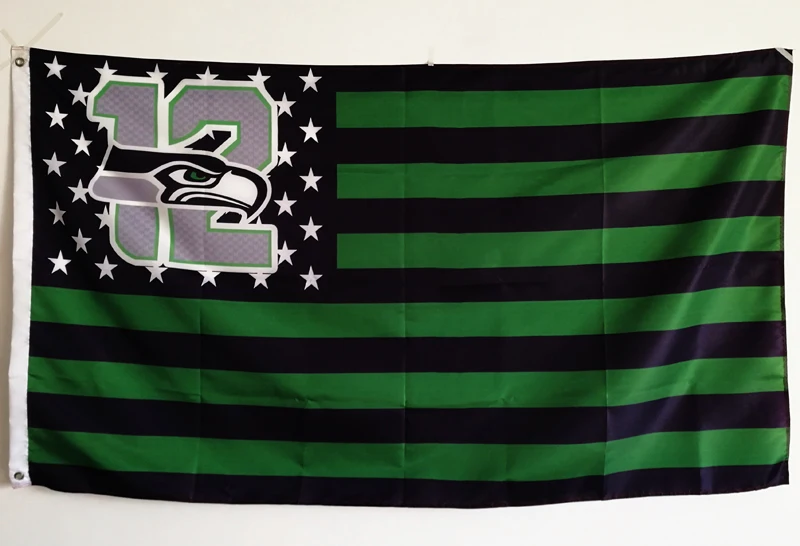 Seattle Seahawks 12 USA star stripe NFL Premium Team Football Flag
