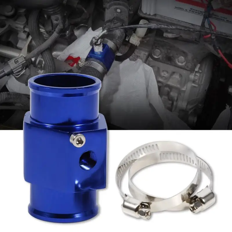 

28/30/32/34/36/38mm Universal Metal Auto Car Water Temp Joint Pipe Hose Temperature Sensor Adapter Blue With Hoses Clamps